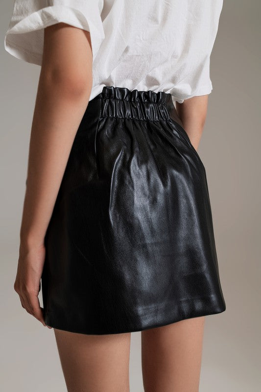 Bow Black Faux Skirt Clothing Q2   