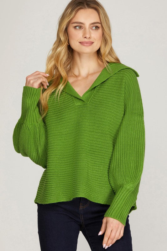 Kiwi Green Sweater Clothing She + Sky   