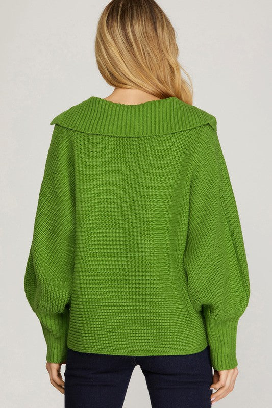 Kiwi Green Sweater Clothing She + Sky   