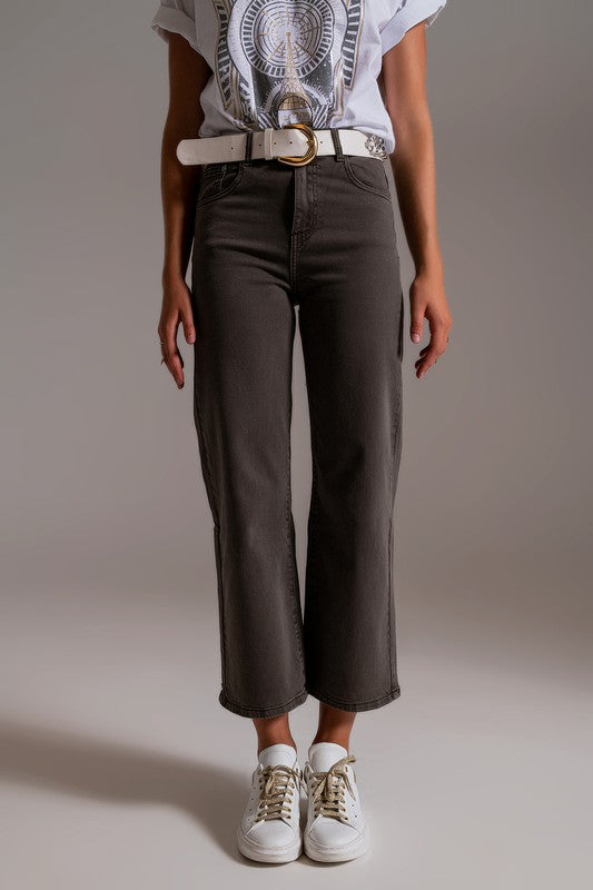 Grey Wide Leg Pants Clothing Q2   