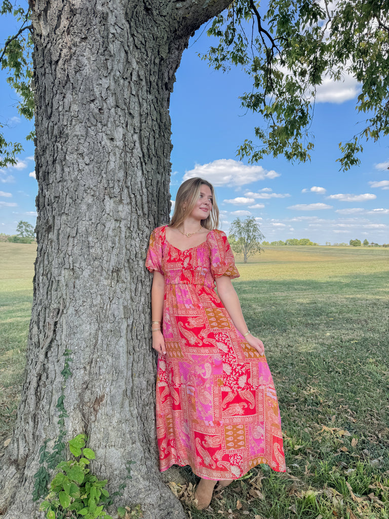 Autumn Blush Maxi Dress Clothing Peacocks & Pearls Lexington