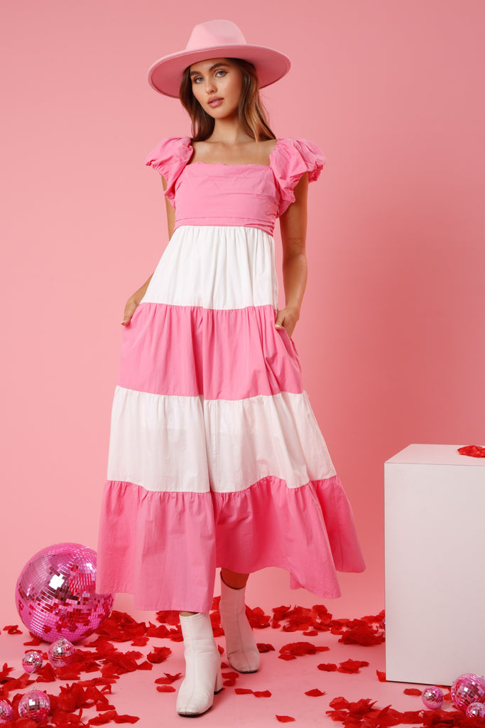 Strawberries And Cream Midi Dress Clothing Peach Love CA   
