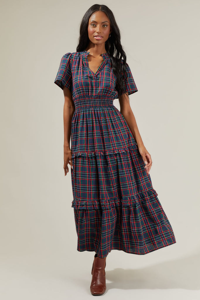 The Classic Christmas Plaid Dress Clothing SugarLips   