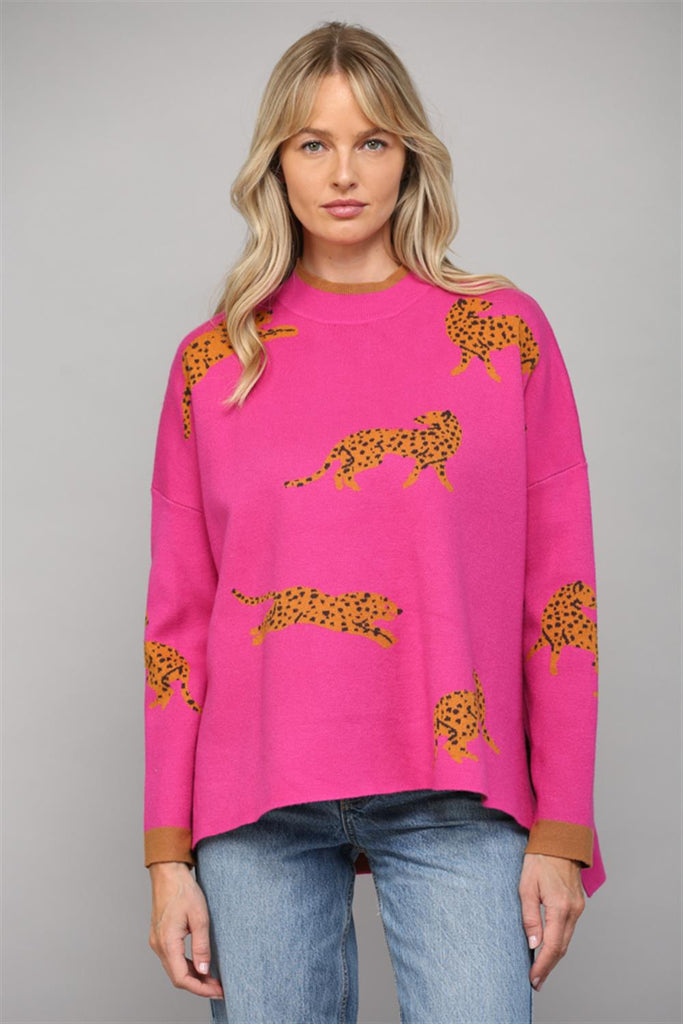 Leaping Leopard Sweater Clothing Fate   