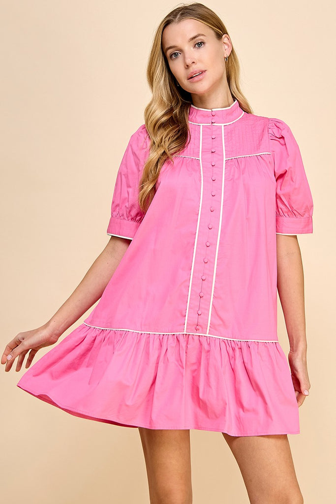 Pink Friday Girl Dress W/ Buttons Clothing TCEC   