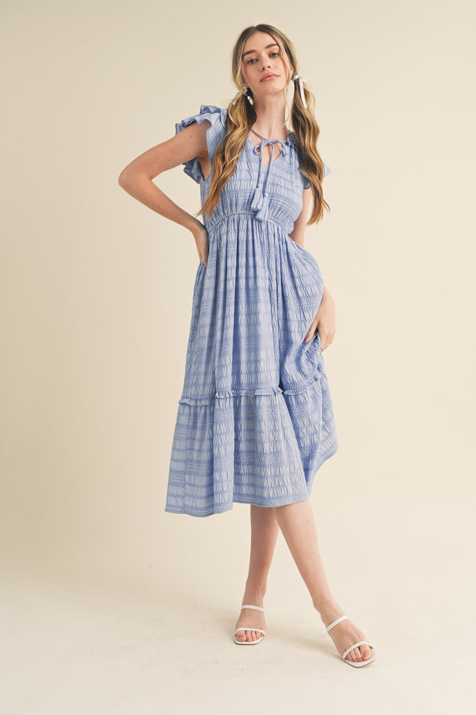 Country Charm Midi Dress Clothing Peacocks & Pearls Lexington Blue S 