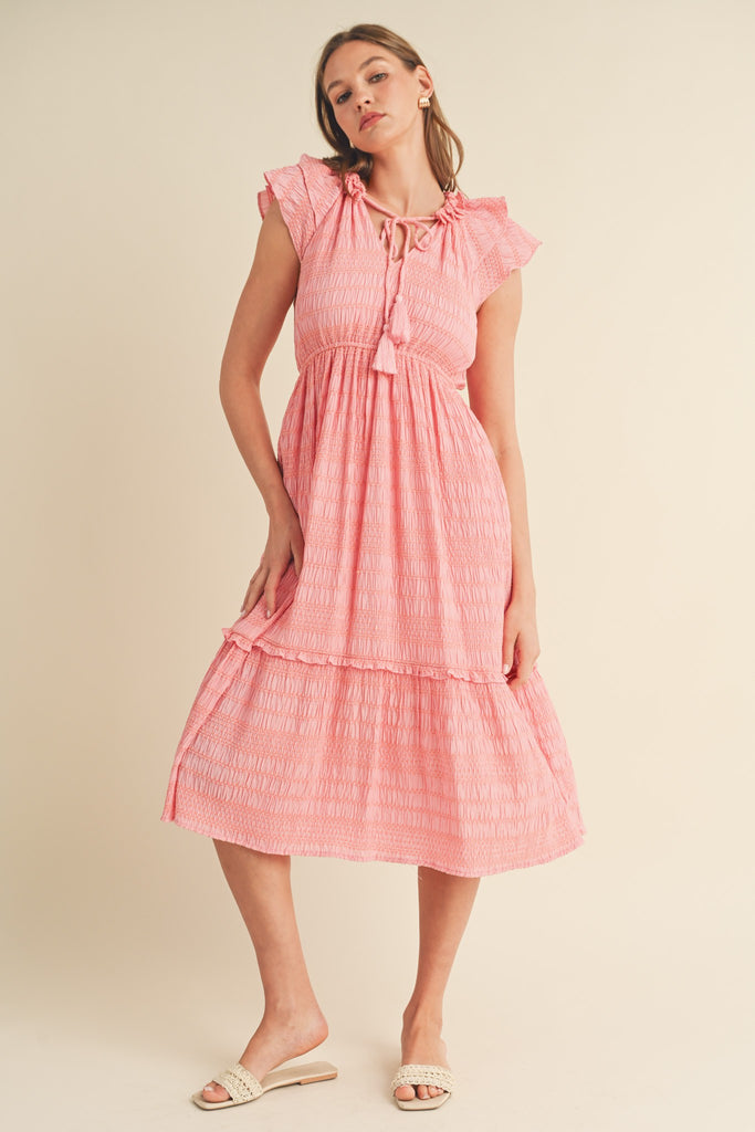 Country Charm Midi Dress Clothing Peacocks & Pearls Lexington Pink S 