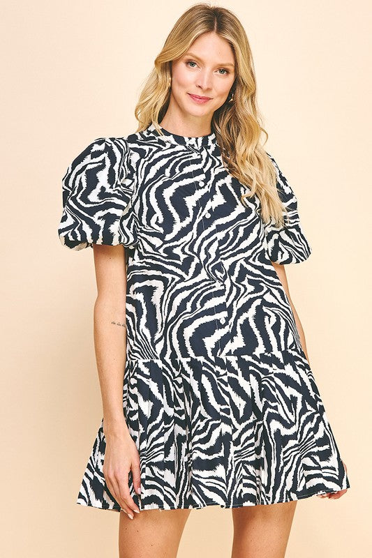 Zebra Puff Slv Dress Peacocks & Pearls Lexington Zebra Puff Slv Dress Peacocks & Pearls Lexington