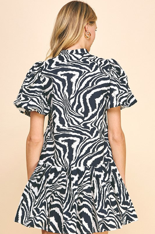 Zebra Puff Slv Dress Peacocks & Pearls Lexington Zebra Puff Slv Dress Peacocks & Pearls Lexington