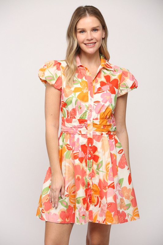 Floral Sunbeam Short Orange Dress Clothing Peacocks & Pearls Lexington   
