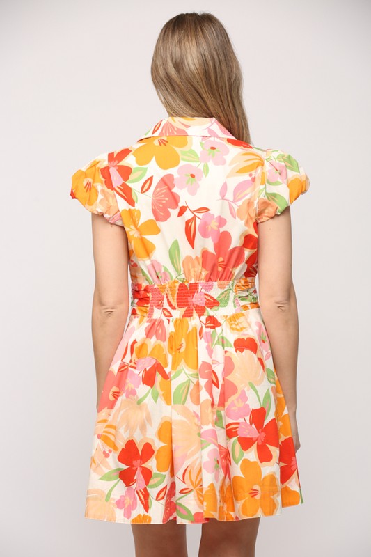 Floral Sunbeam Short Orange Dress Clothing Peacocks & Pearls Lexington   