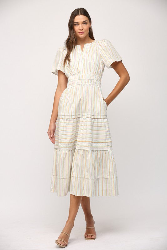 Oh Lolli Lollipop Stripe Midi Dress Clothing Peacocks & Pearls Lexington   