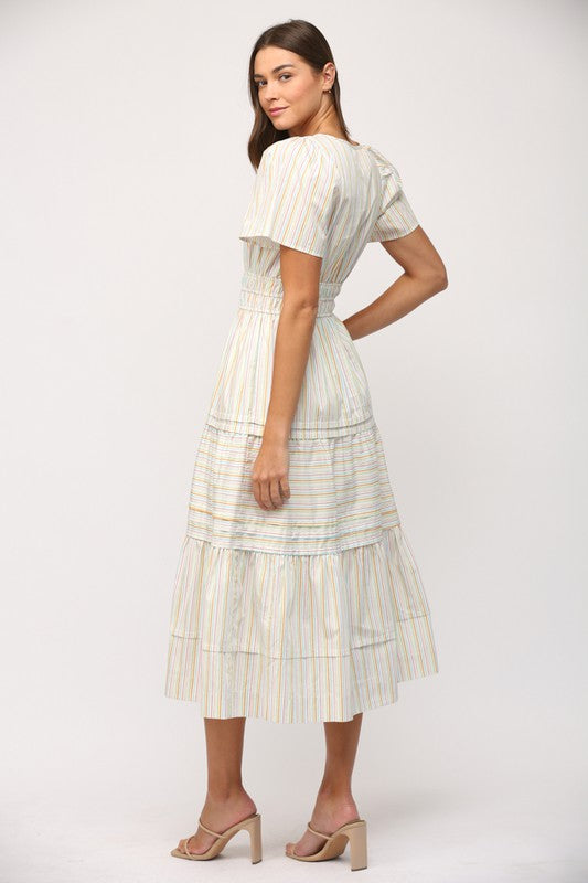 Oh Lolli Lollipop Stripe Midi Dress Clothing Peacocks & Pearls Lexington   