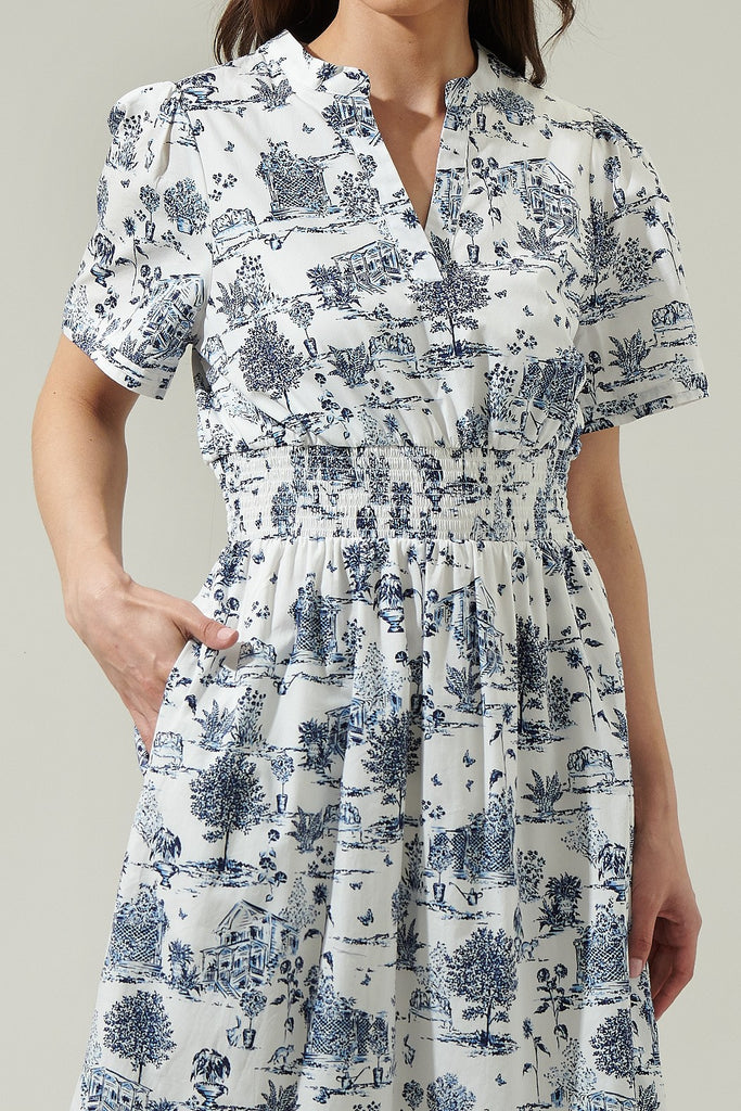 Renzo Toile Poplin Maxi Dress Clothing Peacocks & Pearls Lexington   