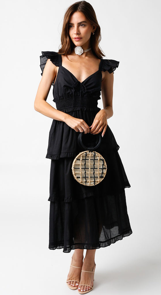 Lily Midi Dress Clothing Peacocks & Pearls Lexington Black S 