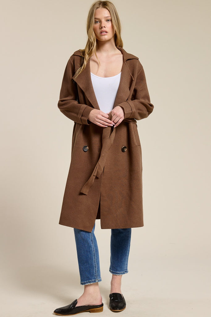 Knee Length Pea Coat w/ Belt Clothing Charlotte Avery