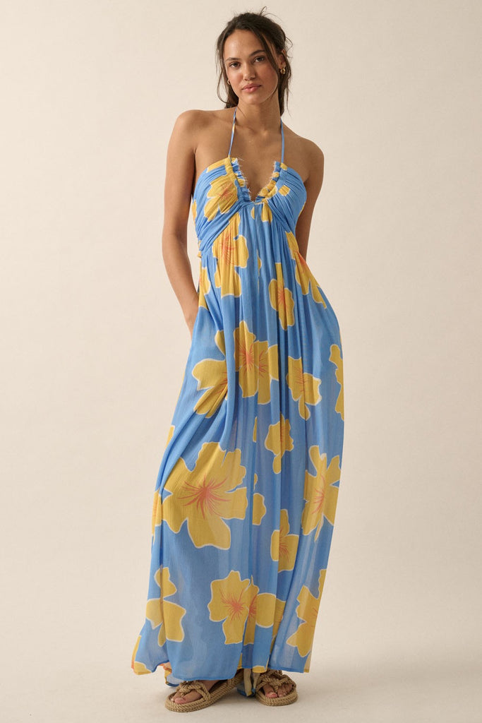 Sunshine & Sails Blue Halter Dress Clothing Promesa   