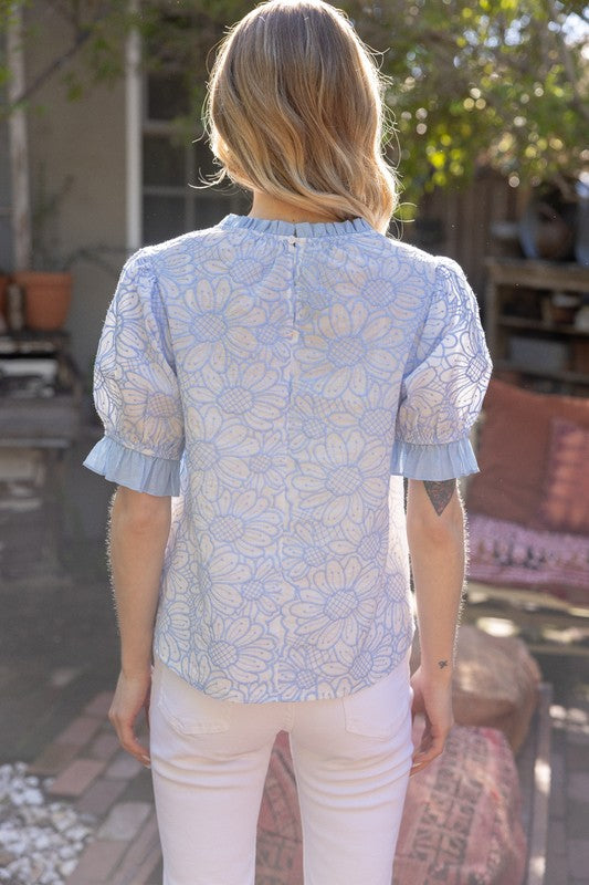 Grateful Bloom Blue Top Clothing Peacocks & Pearls Lexington   