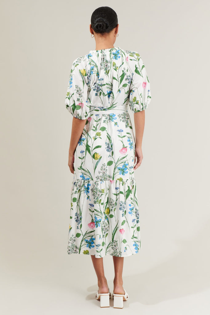 Clove Garden Floral Wynette Tiered Midi Dress Clothing Peacocks & Pearls Lexington   