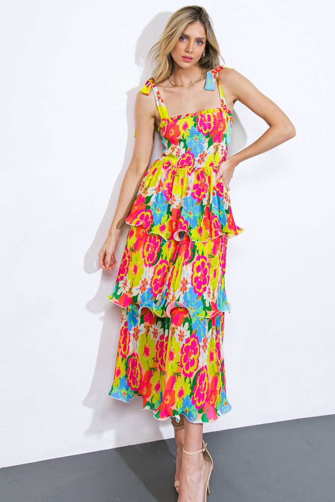 Luau Lagoon Ruffled Midi Dress Clothing Peacocks & Pearls Lexington   