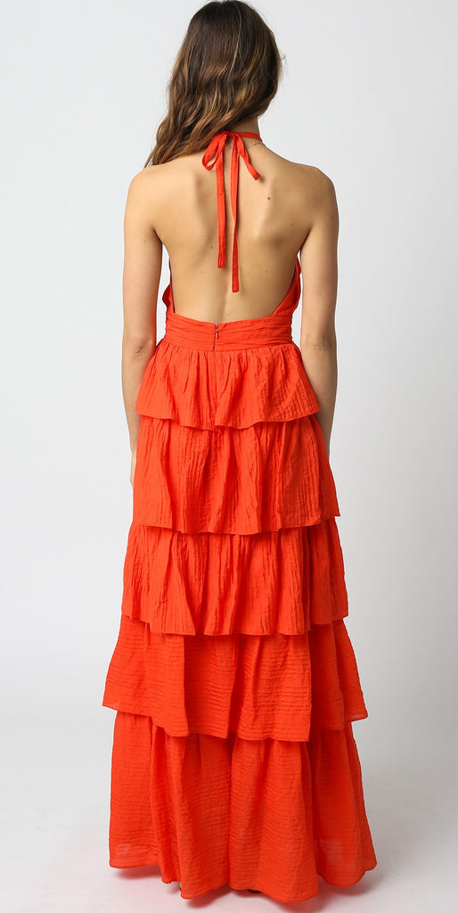 Citrus Summer Tiered Halter Dress Clothing Peacocks & Pearls Lexington   