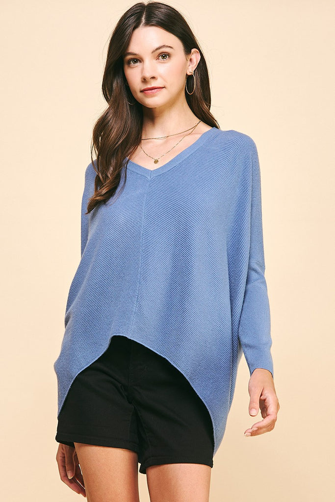 Sculpted Sleeve Sweater Clothing Peacocks & Pearls Lexington Blue S 