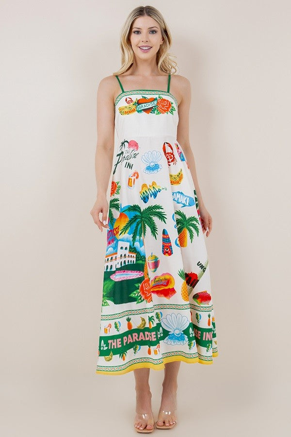 Cabana Girl Midi Resort Dress Clothing Peacocks & Pearls Lexington   