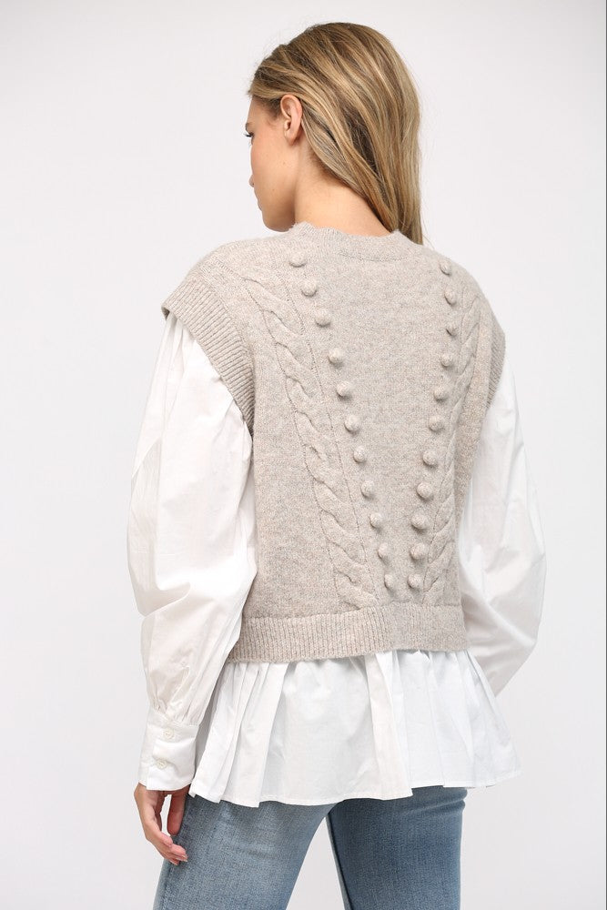 Pom Pom Taupe Sweater Clothing Peacocks & Pearls Lexington   