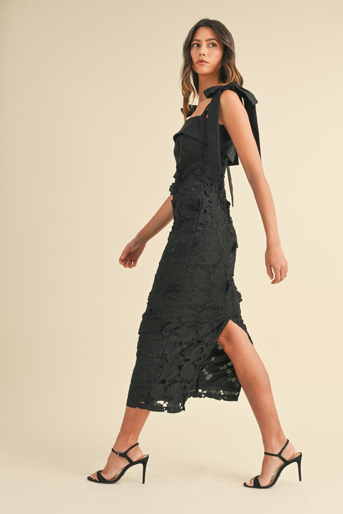 peacocks black lace dress The Black Tie Lace Dress