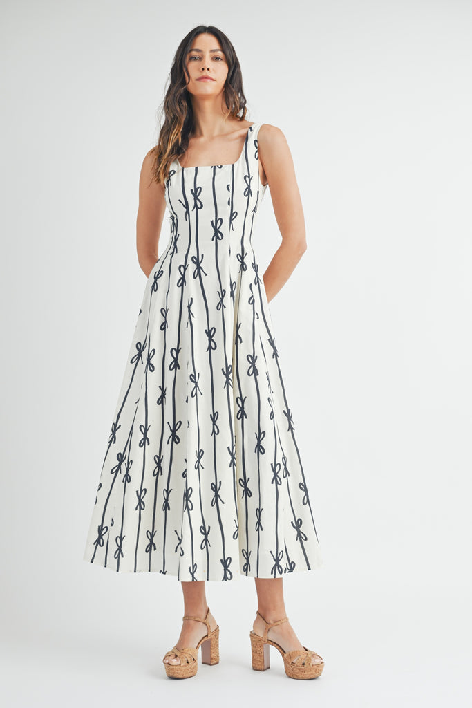 Unbowlievable Midi Dress Clothing Peacocks & Pearls Lexington Cream S 