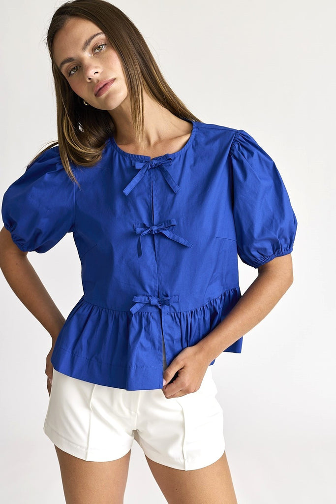 On Saturdays Bow Detailed Top Clothing Peacocks & Pearls Lexington   