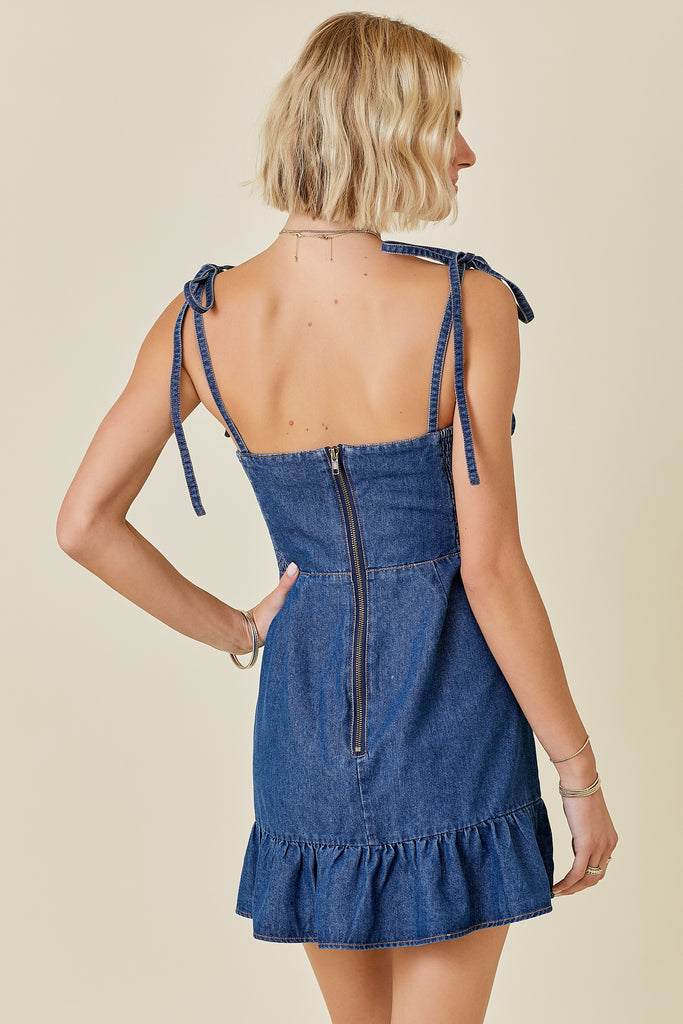 Dear Denim Short Dress Clothing Peacocks & Pearls Lexington
