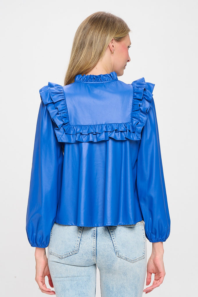 Cordella Royal Vegan Leather Top Clothing Peacocks & Pearls Lexington   