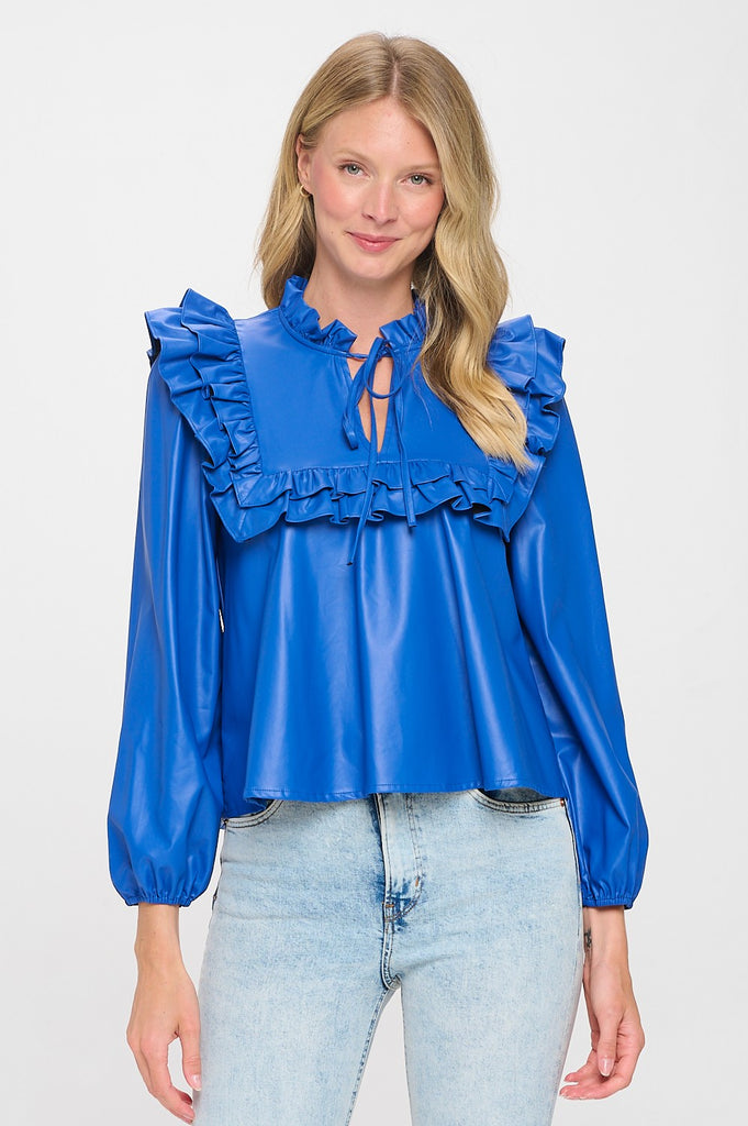 Cordella Royal Vegan Leather Top Clothing Peacocks & Pearls Lexington   