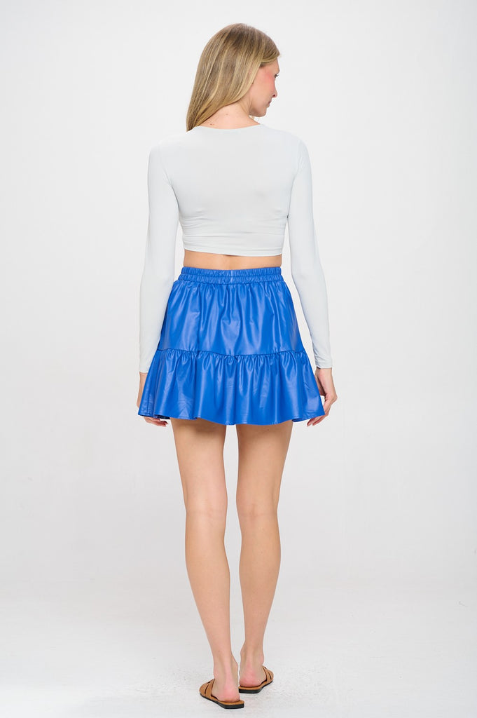 Myra Royal Vegan Leather Skirt Clothing Peacocks & Pearls Lexington   