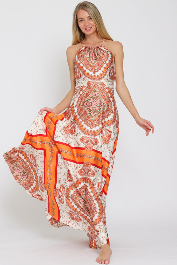 Time To Tango Halter Maxi Dress Clothing Peacocks & Pearls Lexington Orange S 