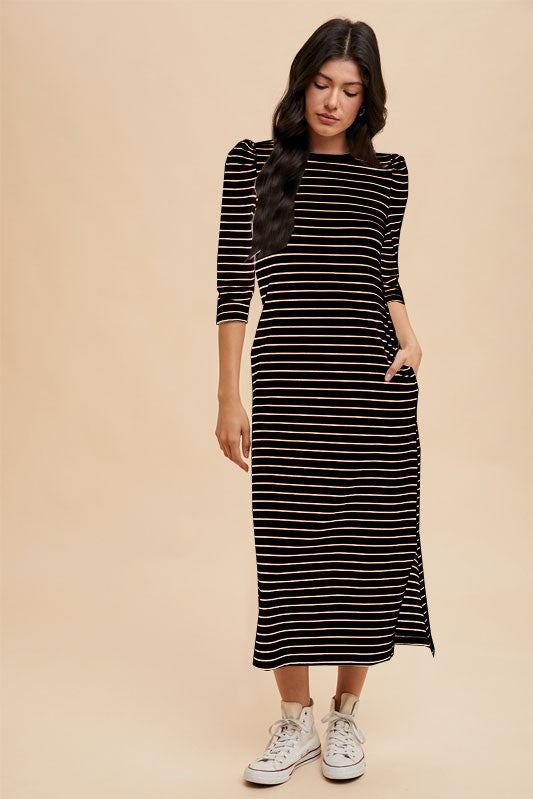 Chic Stripes Midi Dress Clothing Peacocks & Pearls Lexington   