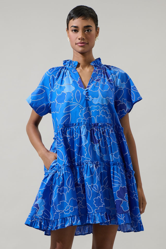 Maris Floral Short Dress Clothing Peacocks & Pearls Lexington