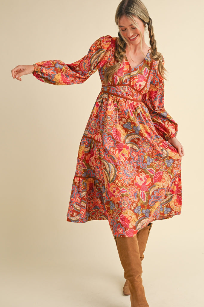 Blooming Grace Midi Dress Clothing Peacocks & Pearls Lexington