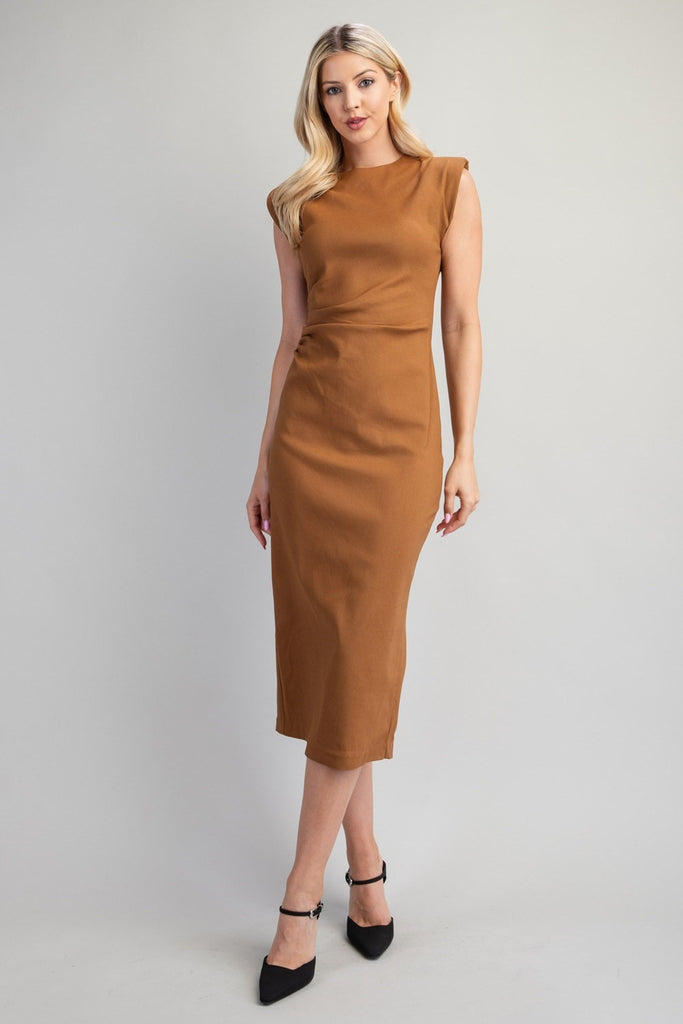 Simply Solid Midi Dress Clothing Peacocks & Pearls Lexington Camel S 