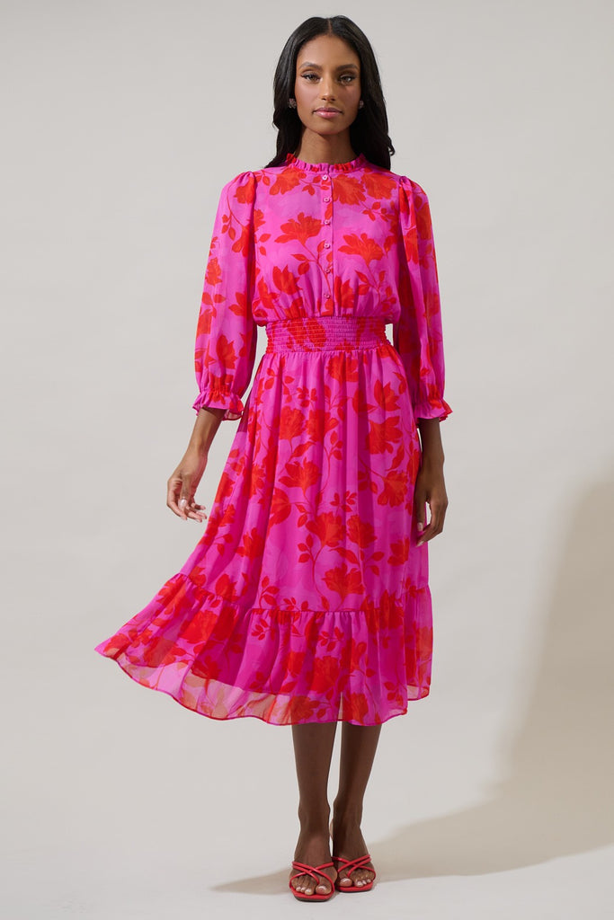 Kensie Floral Midi Dress Clothing Peacocks & Pearls Lexington