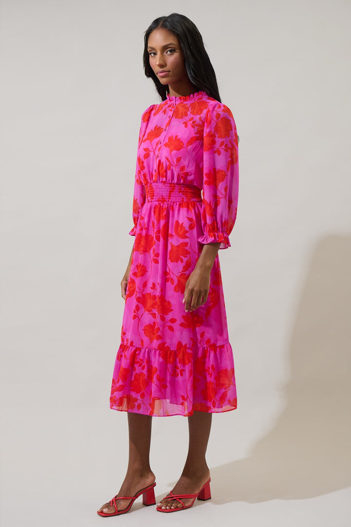 Kensie Floral Midi Dress Clothing Peacocks & Pearls Lexington