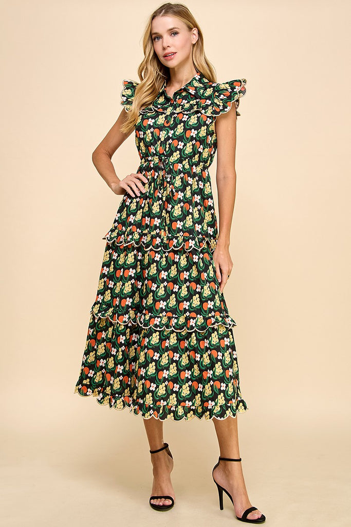 Open Path Scalloped Midi Dress Clothing Peacocks & Pearls Lexington   