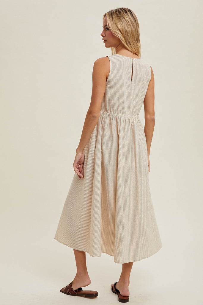 Tied In Stripes Midi Dress Clothing Peacocks & Pearls Lexington