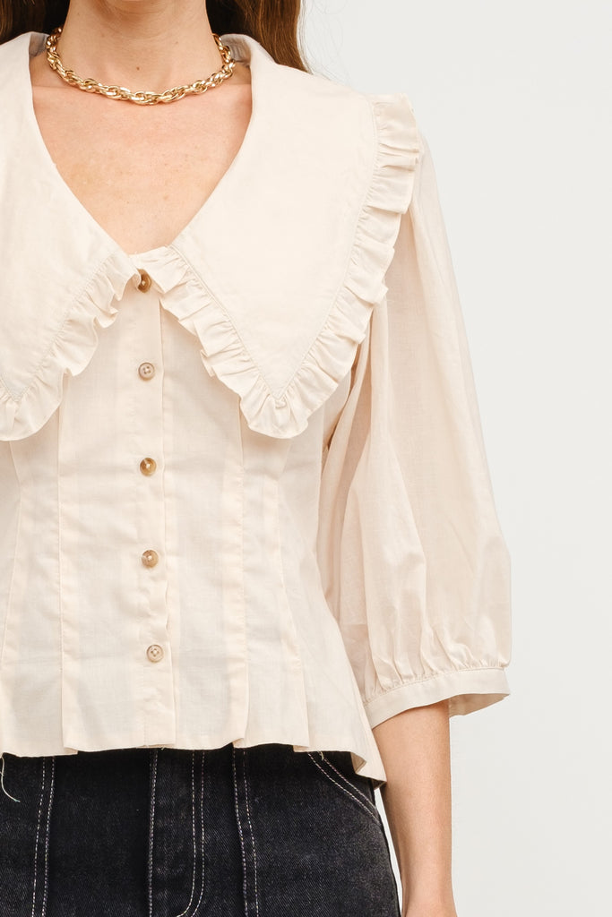 Matilda Collar Button Blouse Top Clothing Peacocks & Pearls Lexington Cream S 