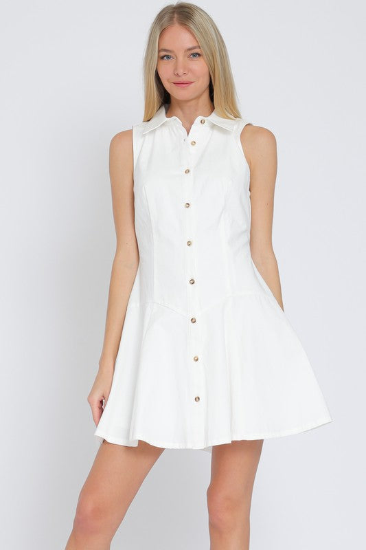 White Lily Button Down Dress Clothing Peacocks & Pearls Lexington