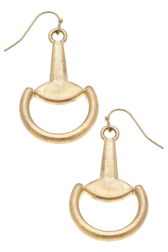 Stella Horsebit Statement Earrings in Worn Gold Jewelry Canvas Style   
