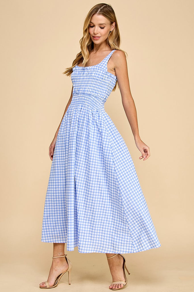 Blue Meadow Midi Dress Clothing Peacocks & Pearls Lexington