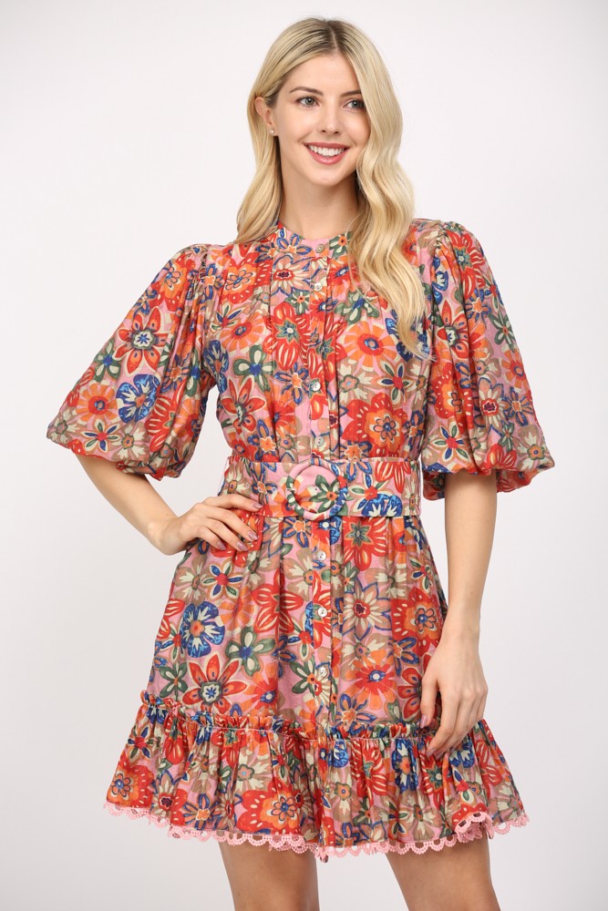 Boho Puff Sleeve Dress Clothing Peacocks & Pearls Lexington