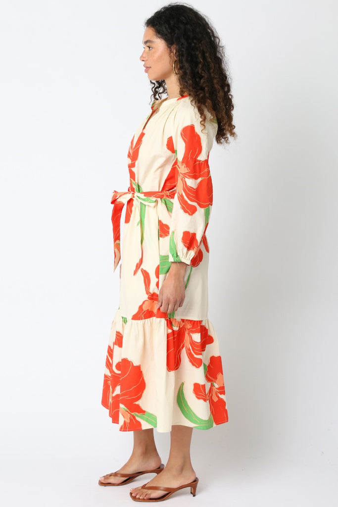 Kylie Floral Midi Dress Clothing Peacocks & Pearls Lexington